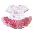 White Baby Bodysuit Sparkle Light Pink Sequins Pettiskirt & Sparkle Rhinestone I LIke Big Bows Print JS4309